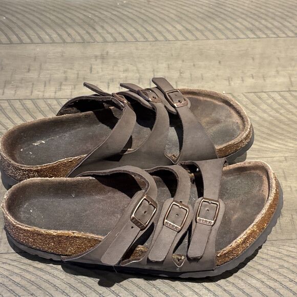 Birkenstock Florida Womens Sandal size 6.5-7 Soft Footbed Mocha Brown  READ - Picture 4 of 7